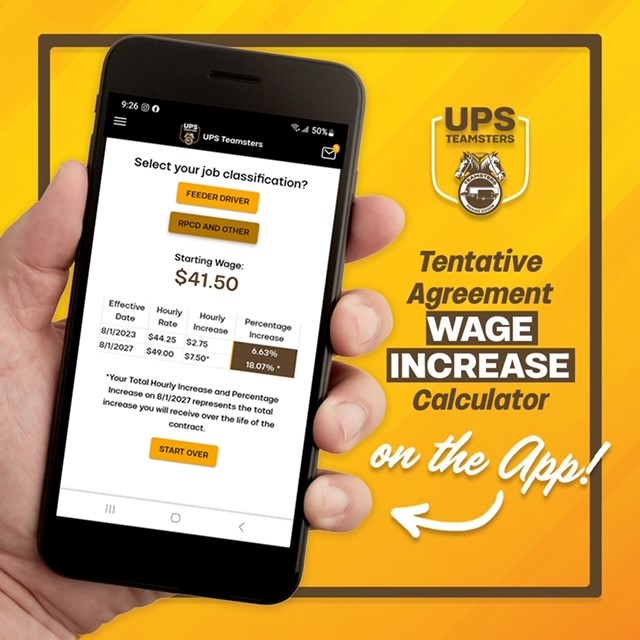 UPS NEW WAGE INCREASE CALCULATOR NOW AVAILABLE ON THE APP